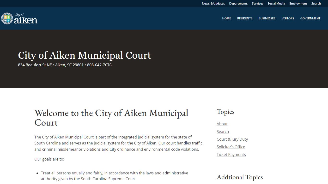 Municipal Court | City of Aiken, SC Government